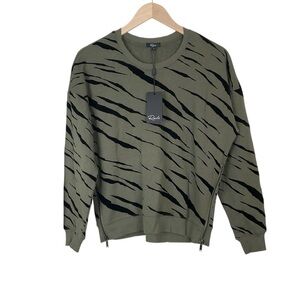 Rails Marlo Olive Flocked Tiger Sweatshirt Size Small